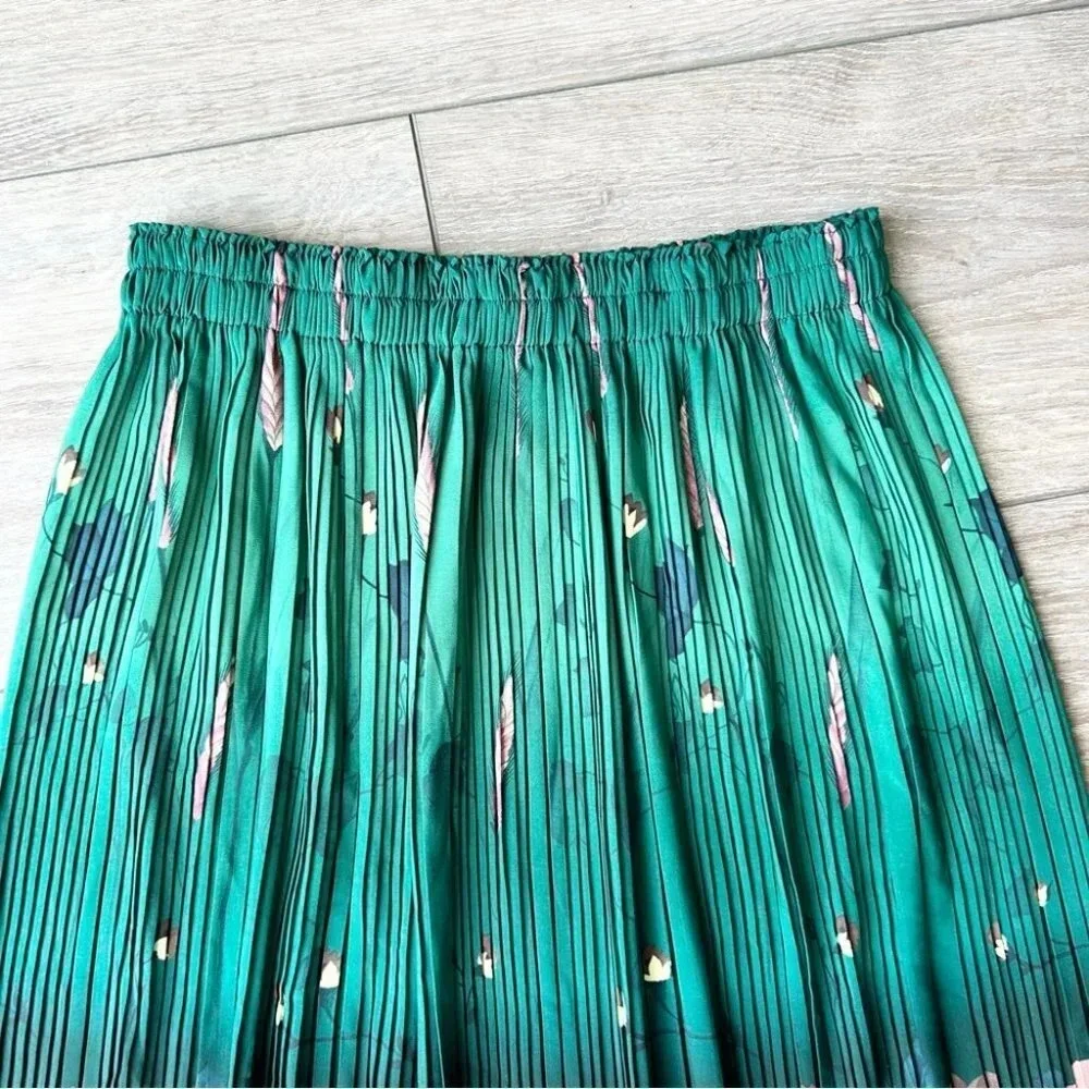 Floral Pattern Pleated Stretchy Midi Maxi Skirt